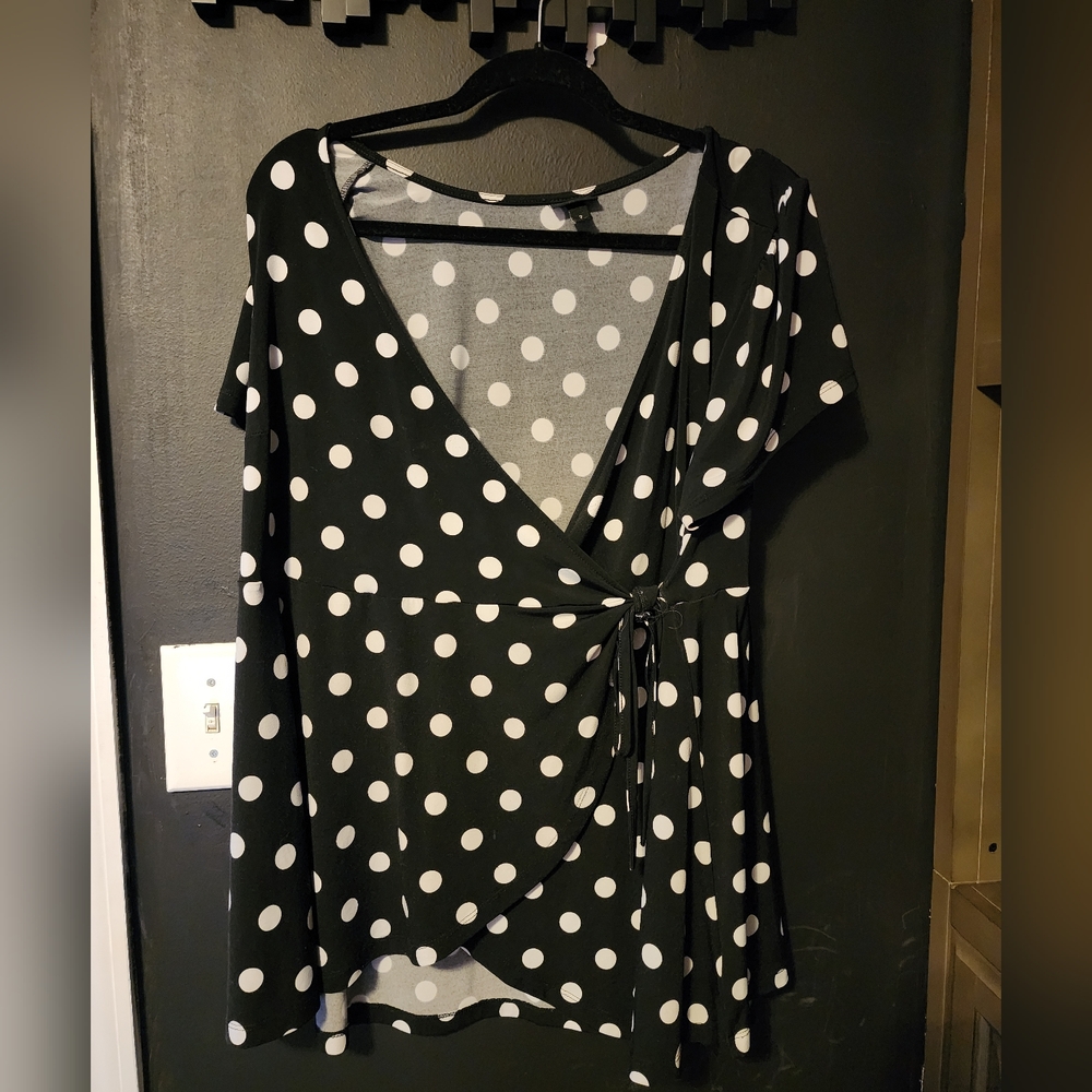 Torrid Polka Dot Wrap Shirt 2X